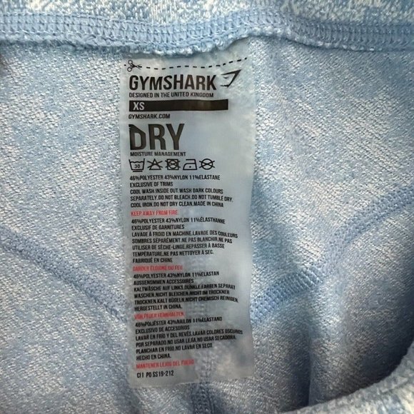 Gymshark Dry Leggings XS Light Blue White Fleur Moisture Management Active Yoga - Picture 7 of 8